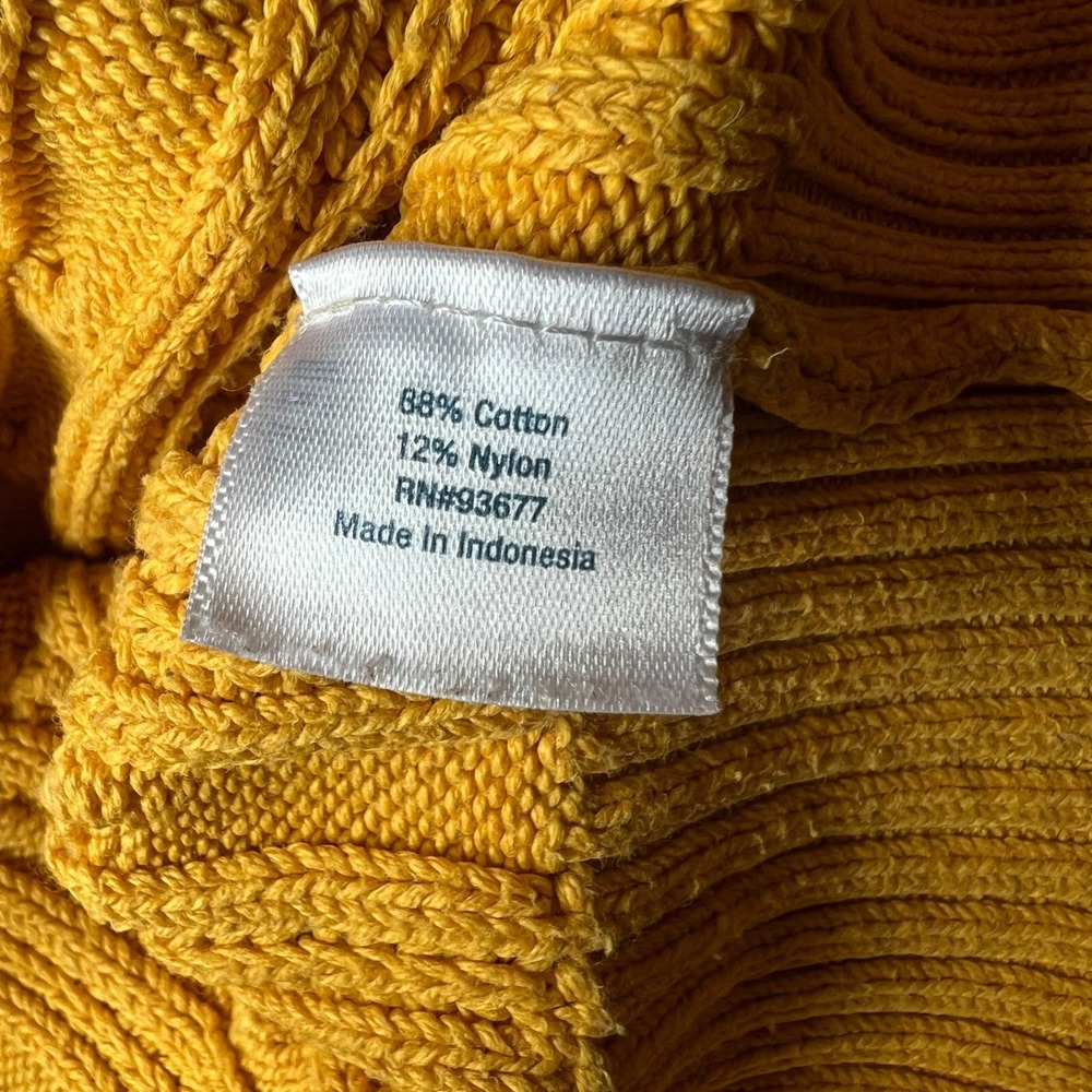 St Johns Bay Womens Mustard Yellow Cable Knit Crew Neck Sweater Size Small - Picture 9 of 9